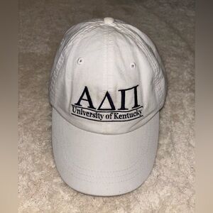 ADPi Baseball Cap White and Black Adjustable One-Size Alpha Delta Pi Sorority